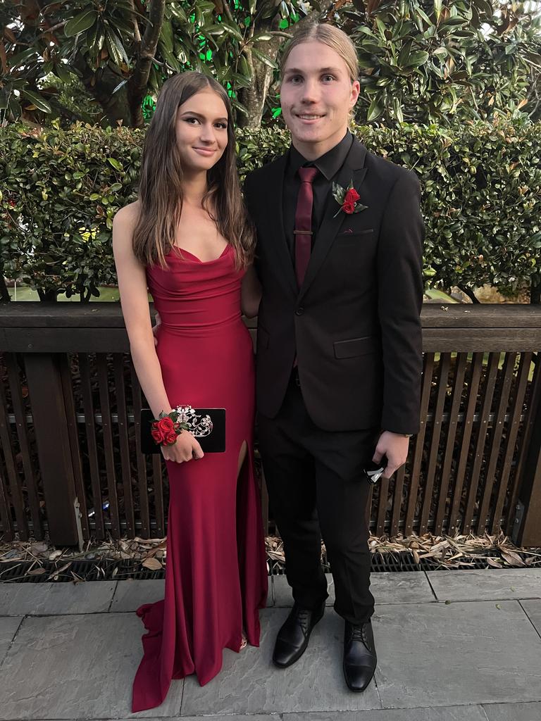 Katie Howard and Matthew Lavercombe ready for the Year 12 Chisholm Catholic College Formal at Victoria Park Marquee.