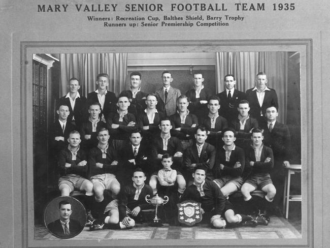 FLASHBACK: This picture is of the Mary Valley senior football team from 1935. They were winners of the Recreation Cup, The Balthes Shield, Barry Trophy and Runners up in the Premiership. Pictured back from left is J.Loweke, W.Lutton, H.Gilroy, J.W. Lutton, B Robinson, F.Taylor, R Gomersall.Second row: R.Potter, H.Sankey, H.Tregonning, K.Perkins, J.McAdam, F.Jocumsen, E.Kenny, T.Zwisler.Sitting: C.Cooper, C.Mourilyn, T.Sigley, K.Robinson, J.Glazebrook, O. Diezman, E.Gomersall.Front: R.Girdler, T.Sigley, A.Cooper.Inset: S.Higgins.