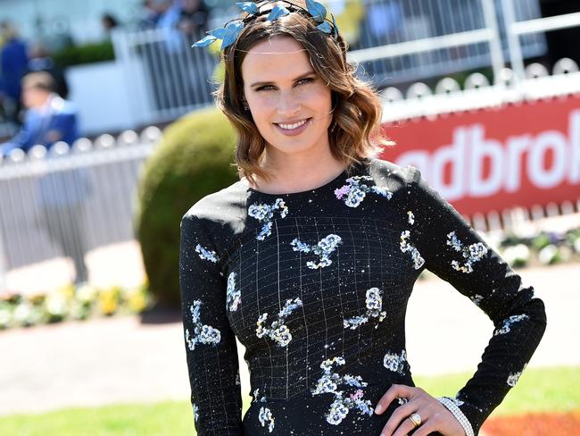 Francesca Cumani is seen in the mounting yard on Caulfield Guineas Day at Caulfield Racecourse in Melbourne, Saturday, Oct. 8, 2016. (AAP Image/Julian Smith) NO ARCHIVING, EDITORIAL USE ONLY