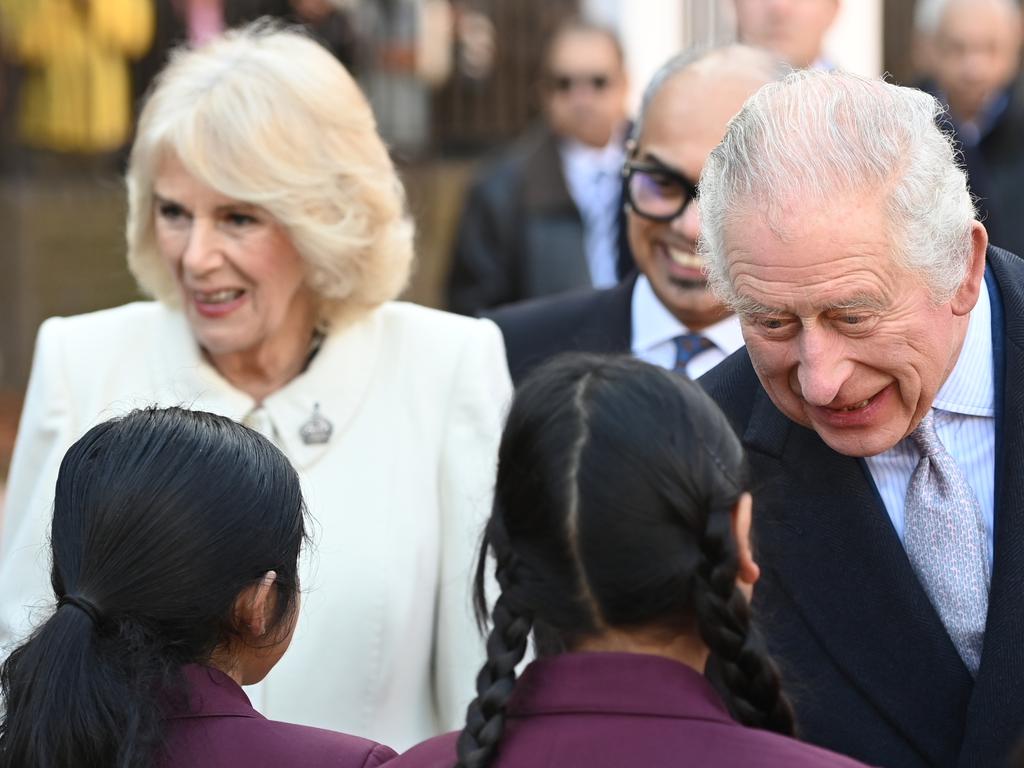 King Charles III and Camilla, Queen Consort meet members of the public during a visit to the Bangladeshi community of Brick Lane. Picture: Getty Images