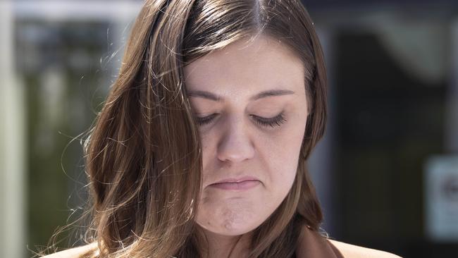 Brittany Higgins outside court in Canberra on Thursday. Picture: NCA NewsWire / Gary Ramage