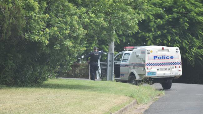 Police stationed in Monkland in search of Gympie murder suspect on Monday morning.