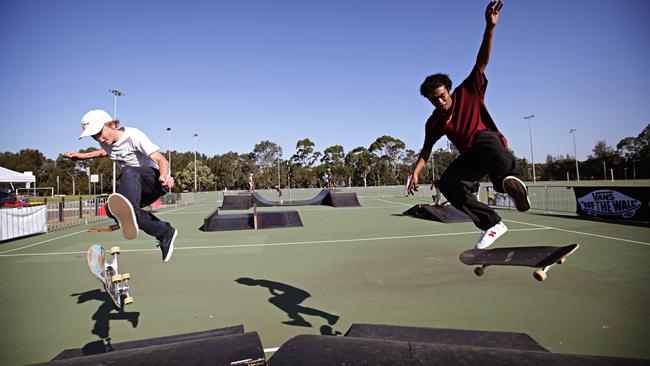 Skaters fly at Ryde Council's skaters workshop near Meadowbank. Picture: Adam Yip / Manly Daily