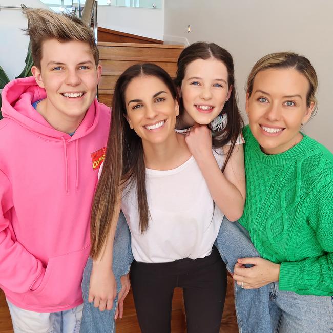 Prezley Lea with his mums Bec and Beck, and sister Charli. Picture: Supplied