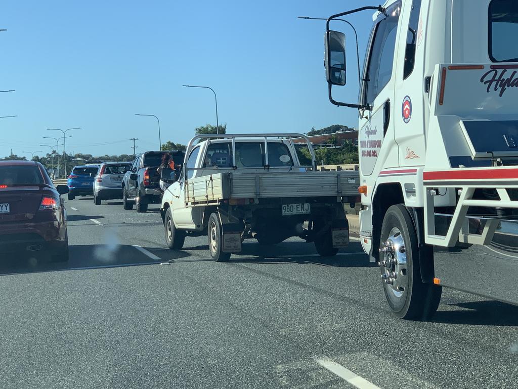 Traffic chaos on the Ron Camm Bridge. Picture: Rae Wilson