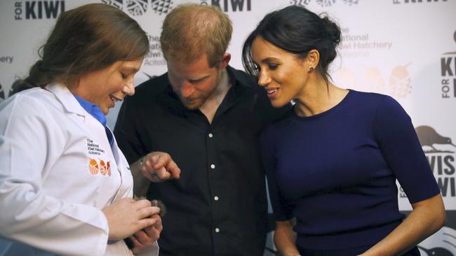 Making a new friend. Picture: Phil Nobel/Pool Photo via AP