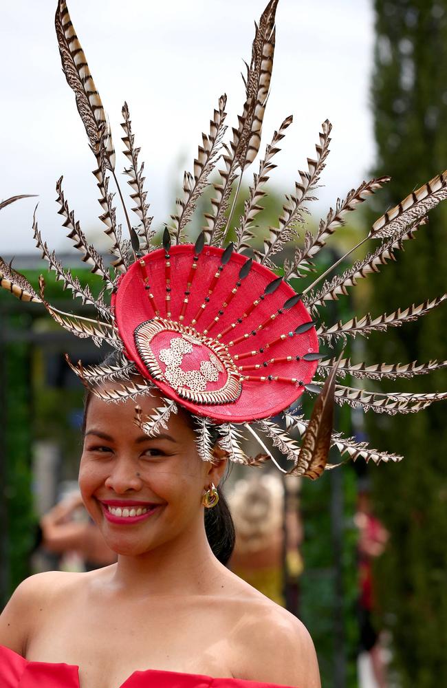 Tina Linton pipped Effie Cliff for Best Head Wear in a feather and beads head-turner handcrafted for her by “my friend Angel”. Picture: Mike Batterham