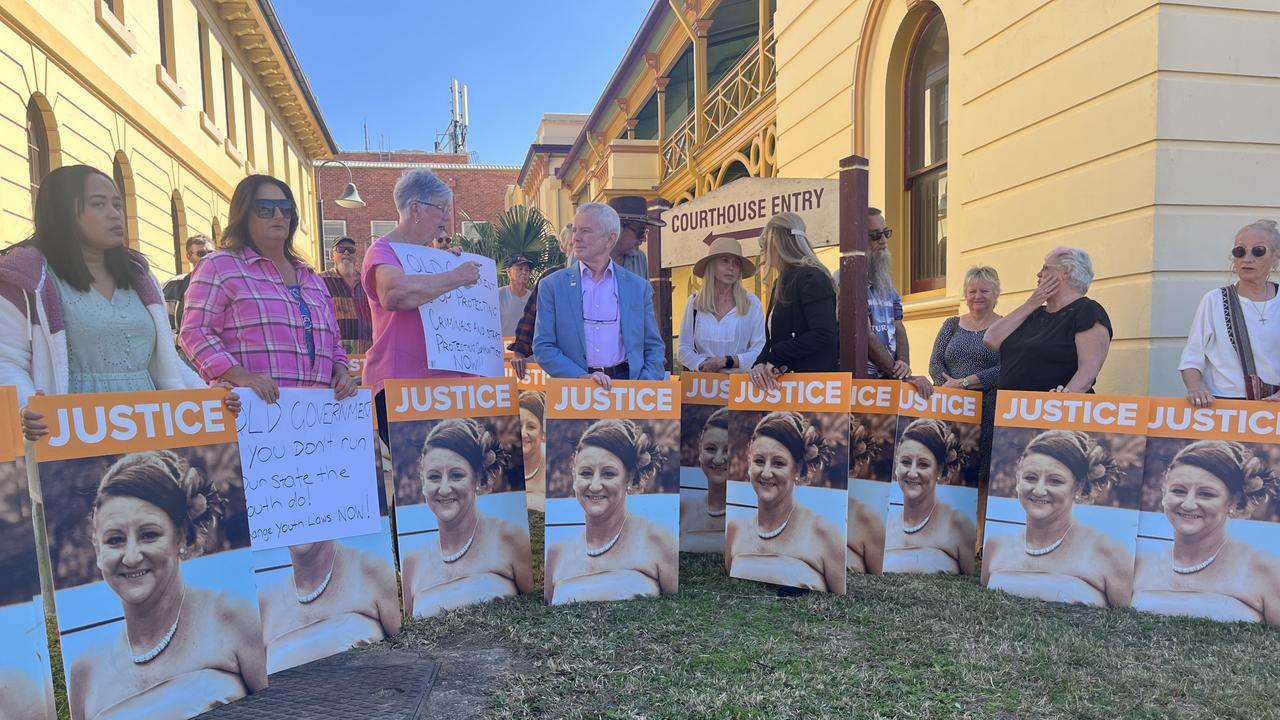 Friends and family of Sheree Robertson hold a peaceful protest outside Maryborough Courthouse.