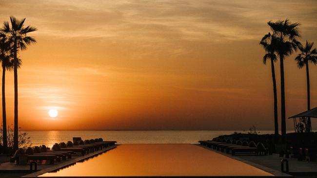 Vivid sunset over the resort.