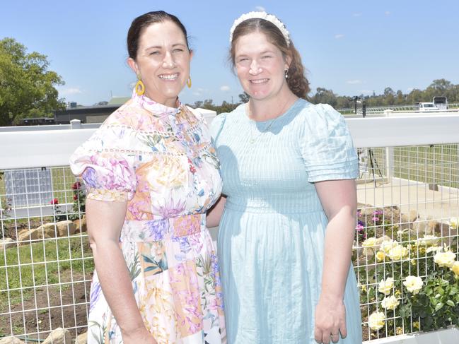 Helen (L) and Katie (R) at Warwick Cup race day at Allman Park Racecourse, Saturday, October 14, 2023. Picture: Jessica Klein