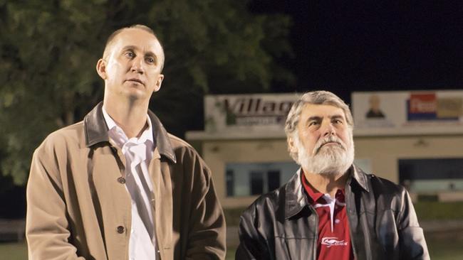 Trent Dixon and Moreton Bay Regional Council mayor Allan Sutherland pictured together at Redcliffe Dolphins event in 2016. Picture: Kylie Jackson