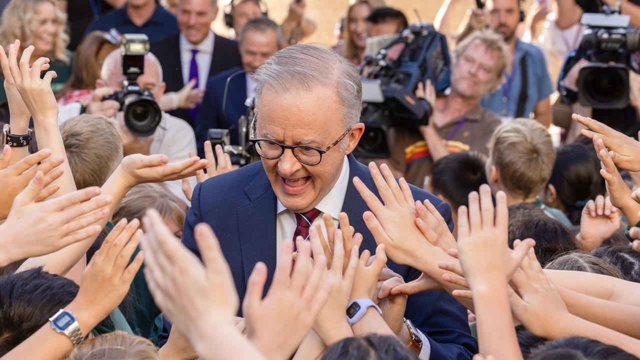 Anthony Albanese visited Winthrop Primary School in the Perth seat of Tangney on Thursday. Picture: Jason Edwards / NewsWire