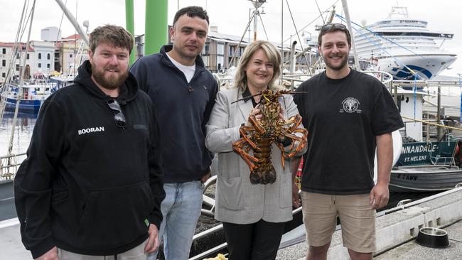 Aussie Lobster Men - Jack Tatnell from Boora, Miles Franklin from Pera, The Hon Minister Ogilvie and Bryce Way from Chieftain. Picture: Caroline Tan