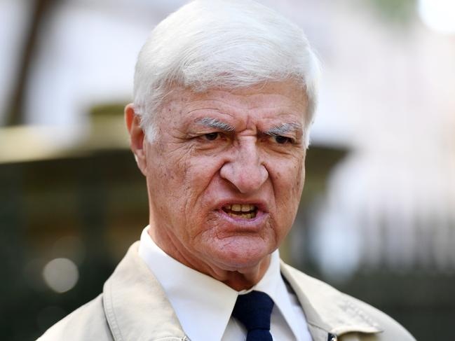 Federal Member for Kennedy Bob Katter speaks outside Queensland Parliament House in Brisbane, Sunday, November 12, 2017. Mr Katter commented on Liberal John Alexanders resignation from Federal Parliament and the Federal Government€™s minority in the lower house. (AAP Image/Dan Peled) NO ARCHIVING