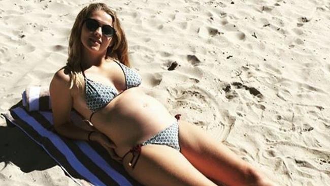 Palmer shows her belly bump on Hamilton Island. Picture: Instagram