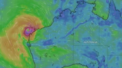 Tropical cyclone Sean is passing over the Pilbara region of WA. Picture: Windy