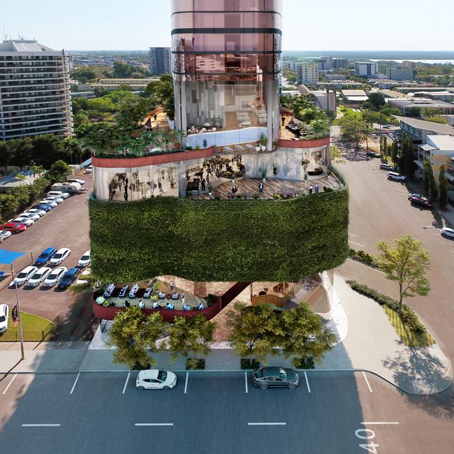 An artist's impression of the 38 storey luxury accommodation that is planned to be built in Darwin's CBD. PICTURE: Architecton