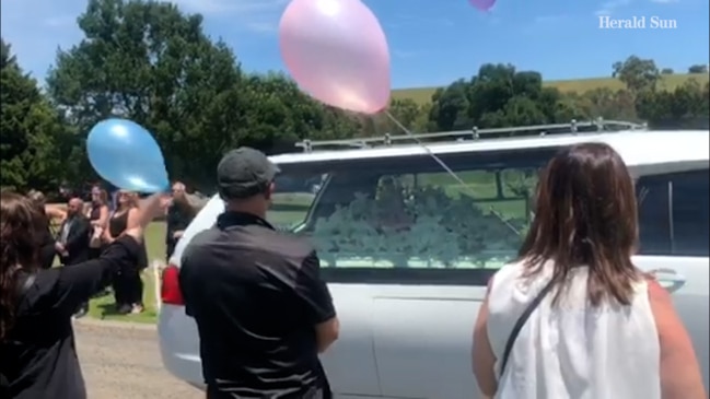 Balloon guard of honour for Celeste Manno