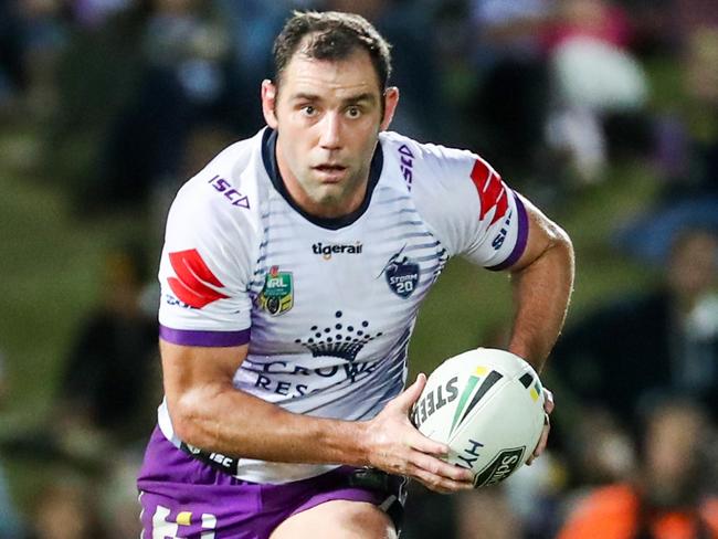 Storm captain Cameron Smith during the Round 12 NRL match between the North Queensland Cowboys and the Melbourne Storm at 1300SMILES Stadium in Townsville, Friday, May 25, 2018. (AAP Image/Michael Chambers) NO ARCHIVING, EDITORIAL USE ONLY