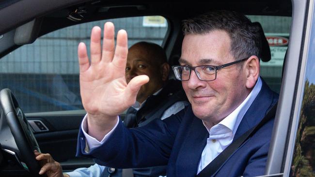 MELBOURNE, AUSTRALIA - SEPTEMBER 27: Departing Victorian Premier Daniel Andrews leaves Victorian Parliament house followin the Labor caucus meeting on September 27, 2023 in at Victorian Parliament House Melbourne, Australia. Victorian Premier Daniel Andrews yesterday announced his resignation following a nine year stint as Premier.   (Photo by Asanka Ratnayake/Getty Images)