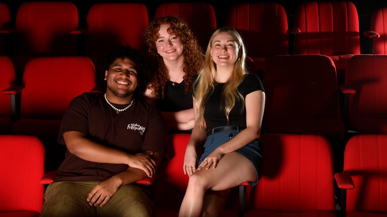 TheatreiNQ Bridge Project graduates George Abednego, Lilly Bartlett and Alyssandra Higgins are heading south after successfully auditioning for drama schools in Sydney and Melbourne. Picture: Evan Morgan