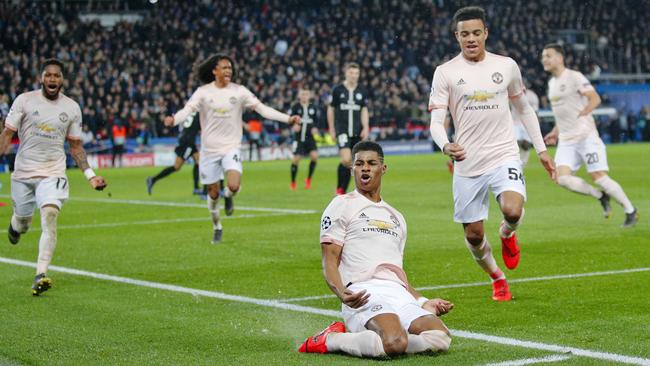 Marcus Rashford after scoring the winner. Picture: AP