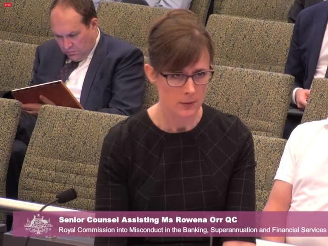 Ms Rowens Orr QC  at the federal Court in Melbourne, Tuesday, April 24, 2018. The financial services royal commission public hearing into financial advice continues in Melbourne.