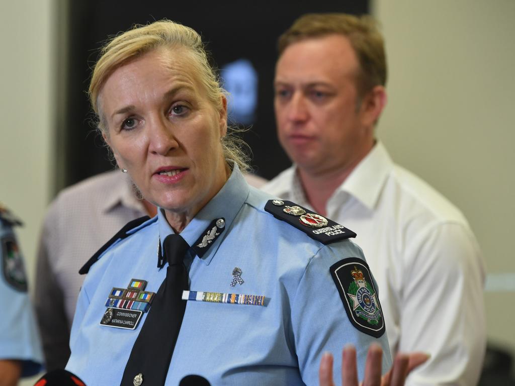 Police Commissioner Katarina Carroll Premier Steven Miles and at the Townsville Local Disaster Co-ordination Centre. Picture: Evan Morgan