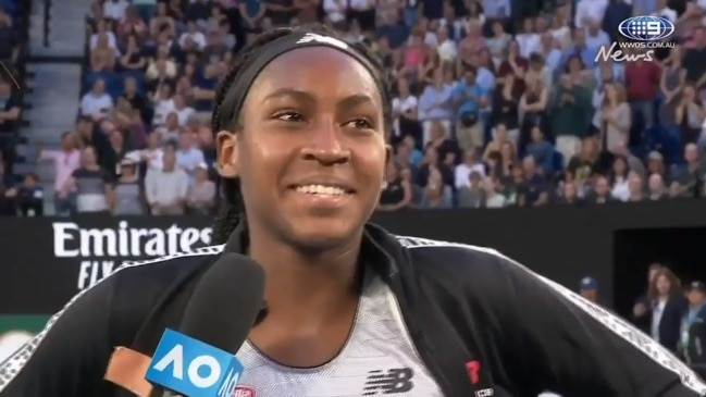 Coco Gauff jokes about a selfie with Rod Laver