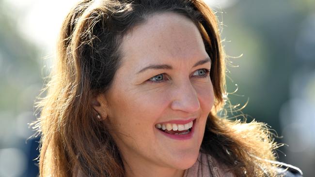 Liberal candidate for Mayo Georgina Downer is seen at the Basket Range Primary School at Basket Range, in the Adelaide Hills, Sunday, July 1, 2018. Julie Bishop is campaigning in the lead up to the Mayo by-election. (AAP Image/David Mariuz) NO ARCHIVING