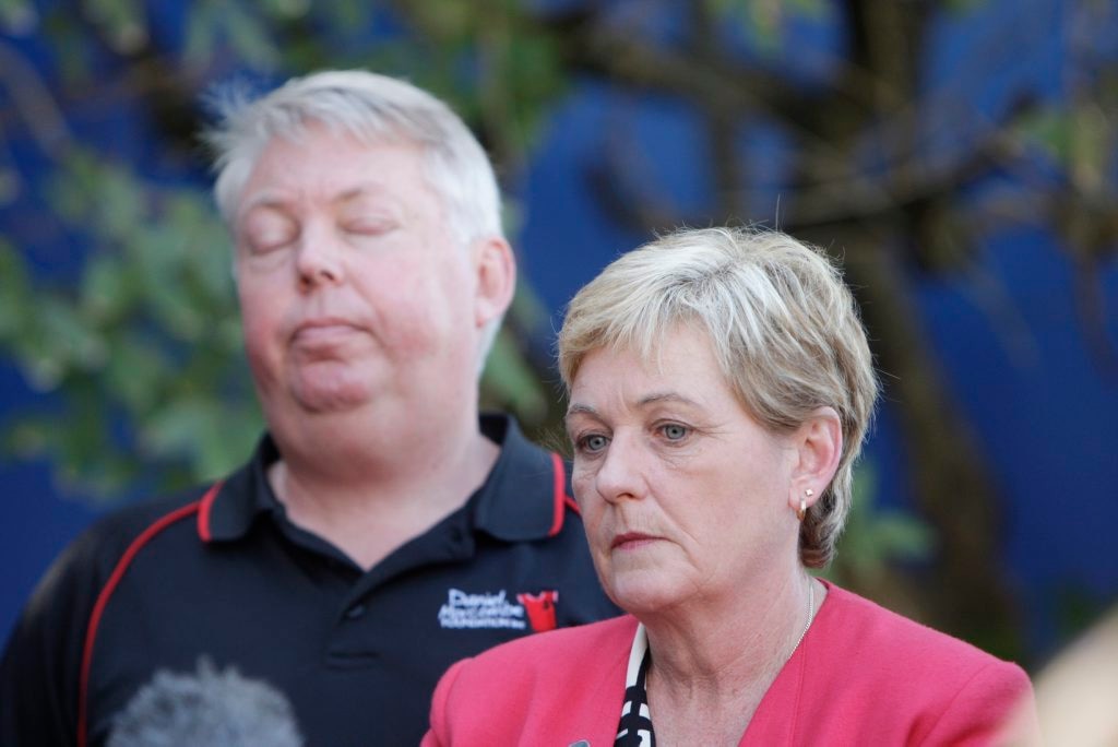 Bruce and Denise Morcombe speak to the media after bones found at Beerwah have been confirmed as belonging to Daniel Morcombe. . Picture: Cade Mooney