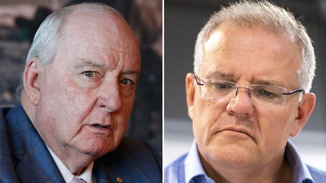 Radio broadcaster Alan Jones (left) and Prime Minister Scott Morrison clashed this week over drought assistance.