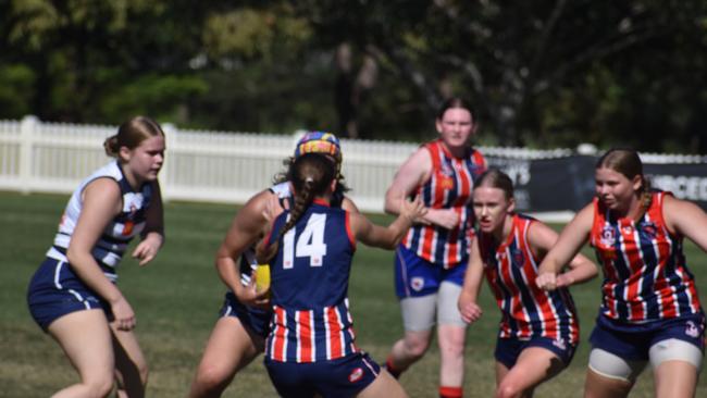 Under-17 Girls division 1 action between the Wilston Grange Gorillas and Broadbeach Cats. Sunday April 30, 2023. Picture: Nick Tucker