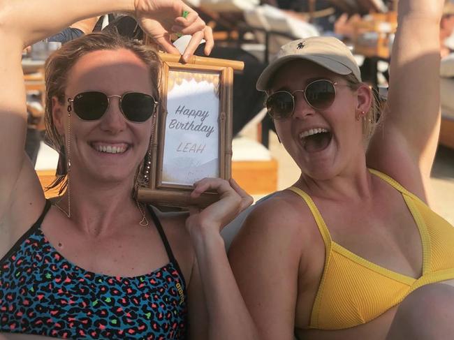 Australian swimmers Bronte Campbell (left) and Leah Neale kick back in Bali after the world championships. Picture: Instagram