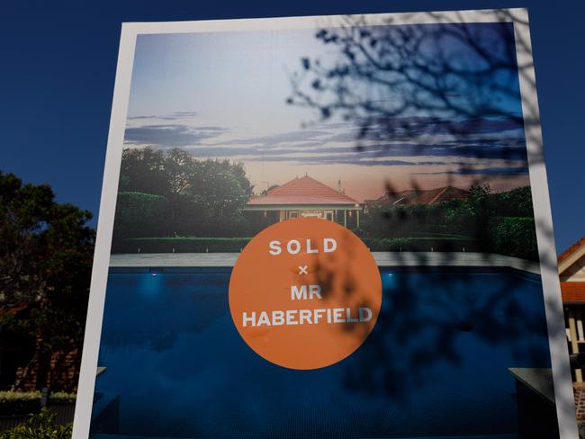 SYDNEY, AUSTRALIA - NewsWire Photos SEPTEMBER 14 2023. Generic housing & real estate house generics. Pic shows a for sale sign for a 5 bedroom home sold in Haberfield. Picture: NCA NewsWire / Max Mason-Hubers