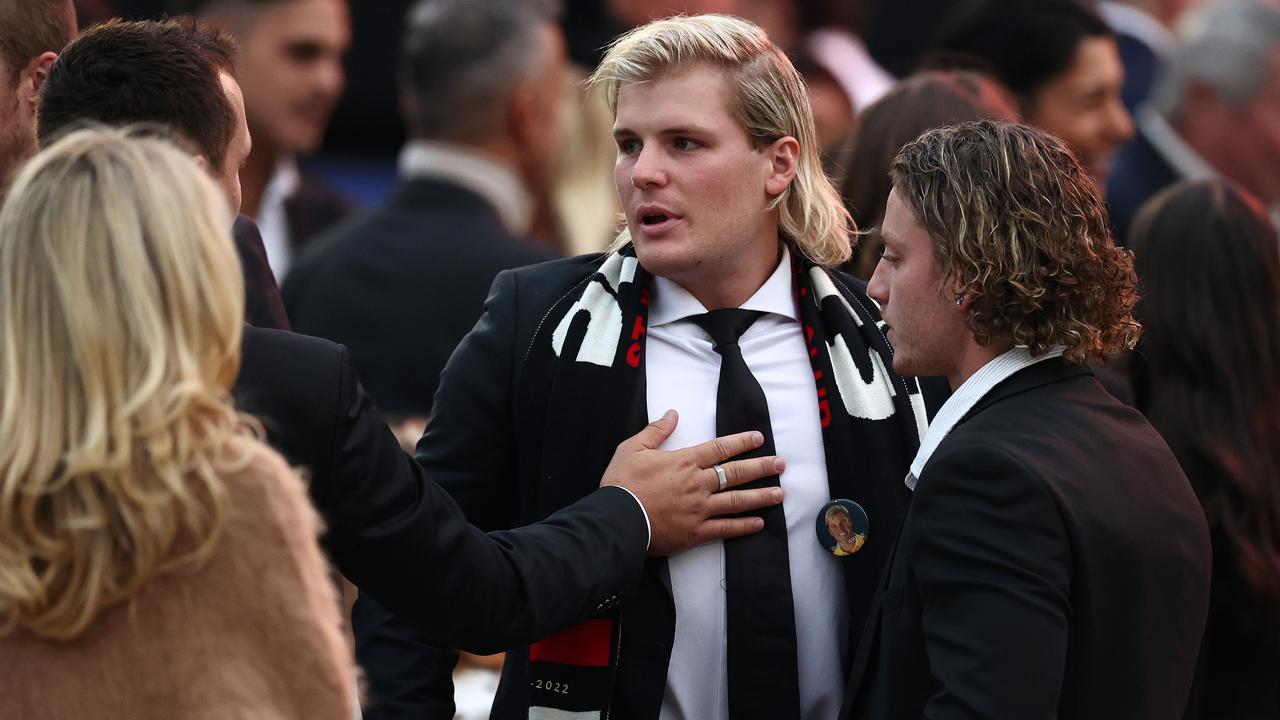 Shane Warne memorial service at the MCG. Shane Warnes son Jackson . Photo by Michael Klein