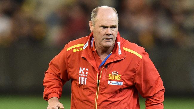 Coach of the Suns Rodney Eade is seen during the round 12 AFL match between the Richmond Tigers and the Gold Coast Suns at the MCG in Melbourne, Sunday, June 12, 2016. (AAP Image/Julian Smith) NO ARCHIVING, EDITORIAL USE ONLY