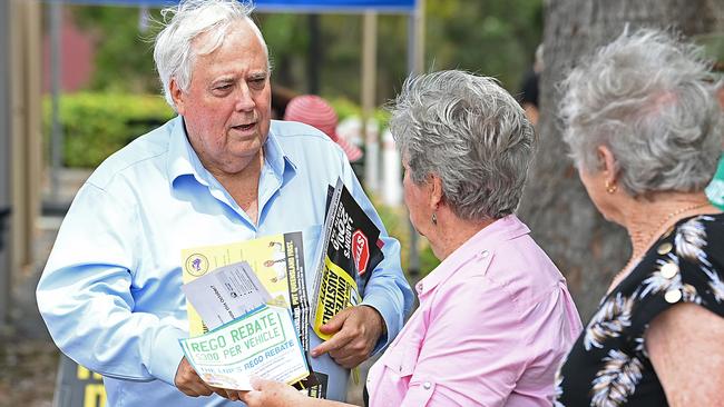 Palmer on the hustings for last year’s Queensland state election. Picture: Lyndon Mechielsen