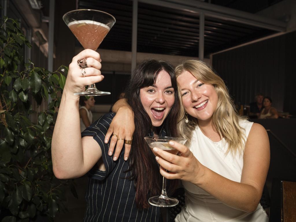 Tia Saal (left) and Laura Heydon at New Year's Eve at The Rock, Sunday, December 31, 2023. Picture: Kevin Farmer