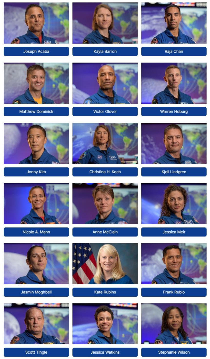 NASA astronauts that will take part in the Artemis mission.