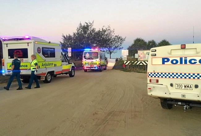 QAS officers at Bangalee where a man died this week. Picture: Courtesy of  7 News CQ