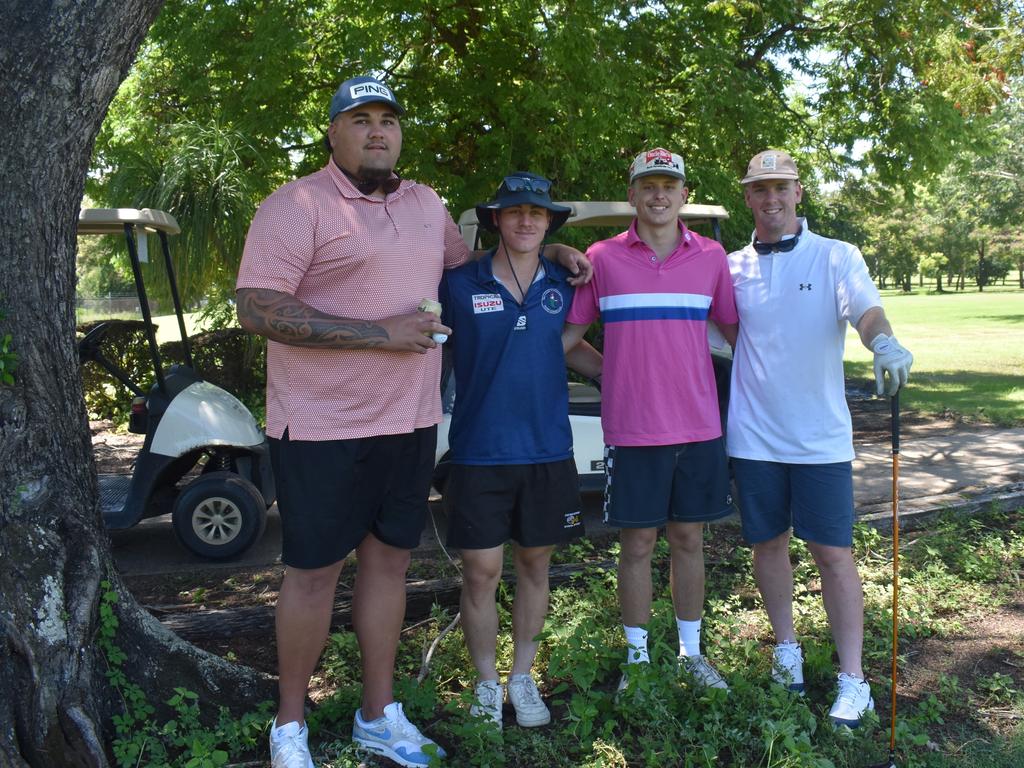 Diehards' team members Jack Millgate, Jackson Dingle, Jett Hansen and Bailey Cavanough at the inaugural Brendon Hall Memorial Golf Day at the Rockhampton Golf Club on February 16, 2025.