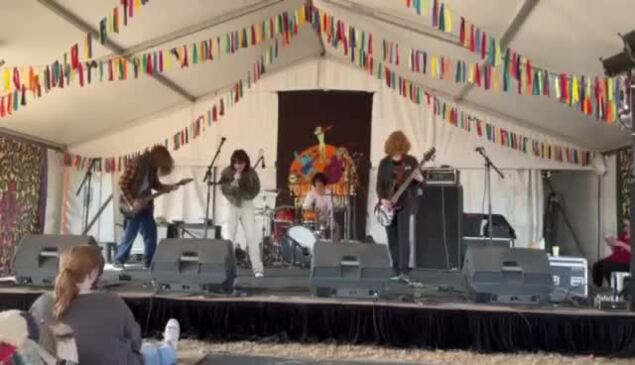 Bowen band Gleezus performing at Townsville Folk Festival, June 2023.