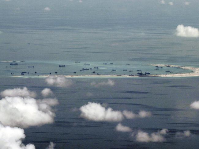 Mischief Reef is just one of a series of illegal fortresses China has built in the disputed South China Sea. Picture: Ritchie B. Tongo/Pool Photo via AP, File