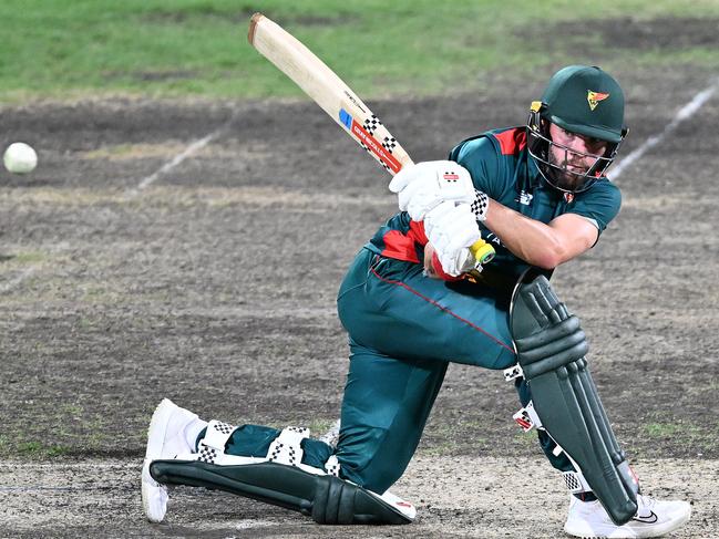 Caleb Jewell of Tasmania bats during the ODC match between Tasmania and Victoria at Blundstone Arena, on February 13, 2025, in Hobart, Australia. (Photo by Steve Bell/Getty Images)