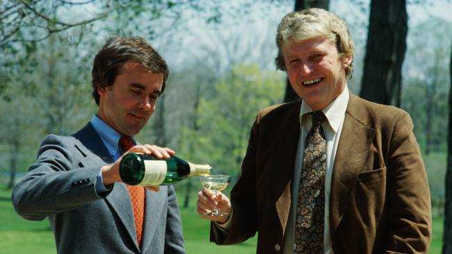 Sports agent Mark McCormack and Hughes Norton make a toast in 1980. Picture: Brian Morgan/Getty Images