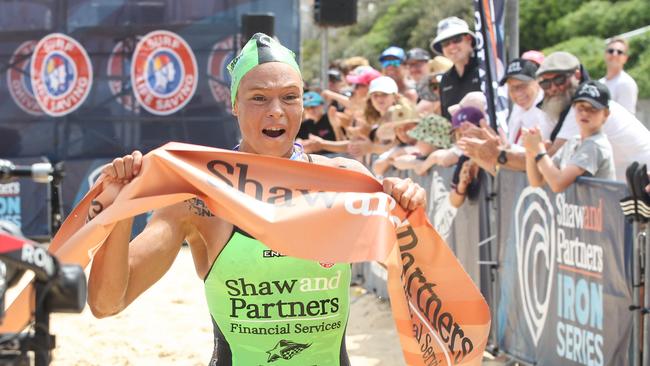 Electra Outram won the Newcastle leg of the iron surf series at Newcastle. Picture: John Veage