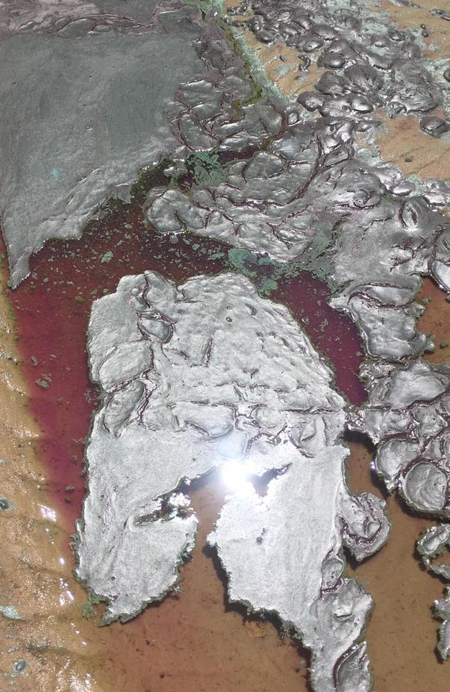 The Department of Environment and Science said the algae Trichodesmium could look like an oil or paint spill. Pictures: The Ice Man Facebook page