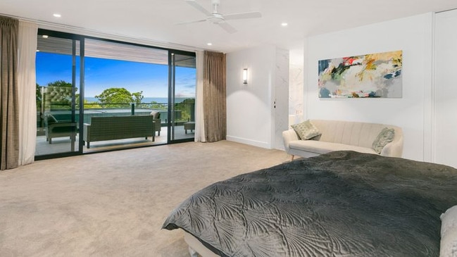 A viewing balcony is an extra in this large bedroom suite.