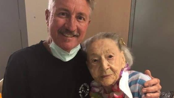 Ballina centenarian Mavis Austin, 108, with her grandson Blake.